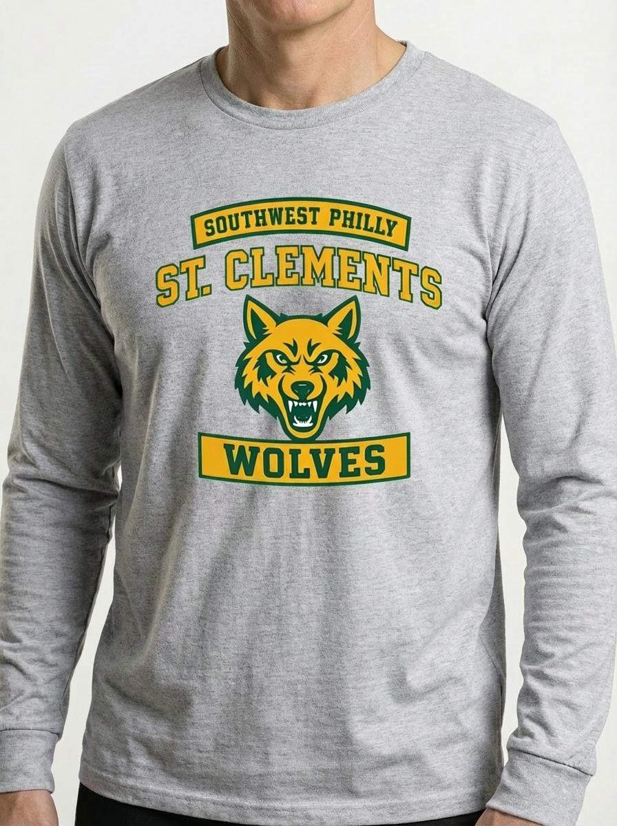 Vintage St. Clements Parish Long sleeve t-shirt | 71st & Paschall | Retro Philly Design