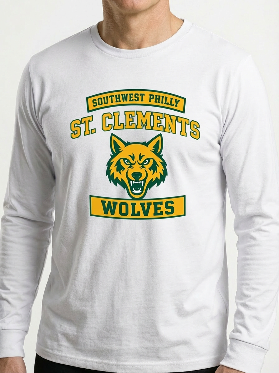 Vintage St. Clements Parish Long sleeve t-shirt | 71st & Paschall | Retro Philly Design